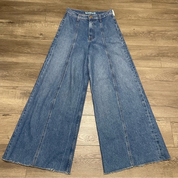 MOTHER x SNACKS! Women's The Lunch Line Sneak Fray Wide Leg Jeans Yummy Sz 26 - Picture 2 of 12